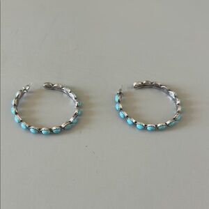 Silver and Turquoise Hoop Earrings